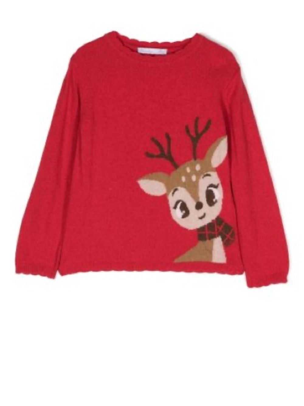Girls Red Reindeer Graphic Knit Sweater